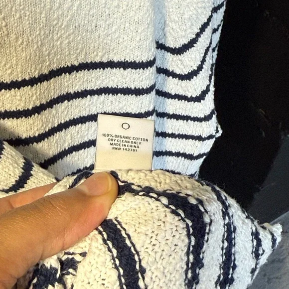 Aime Leon Dore Sweater Striped White Blue Pullover Mens Size XL Organic Cotton